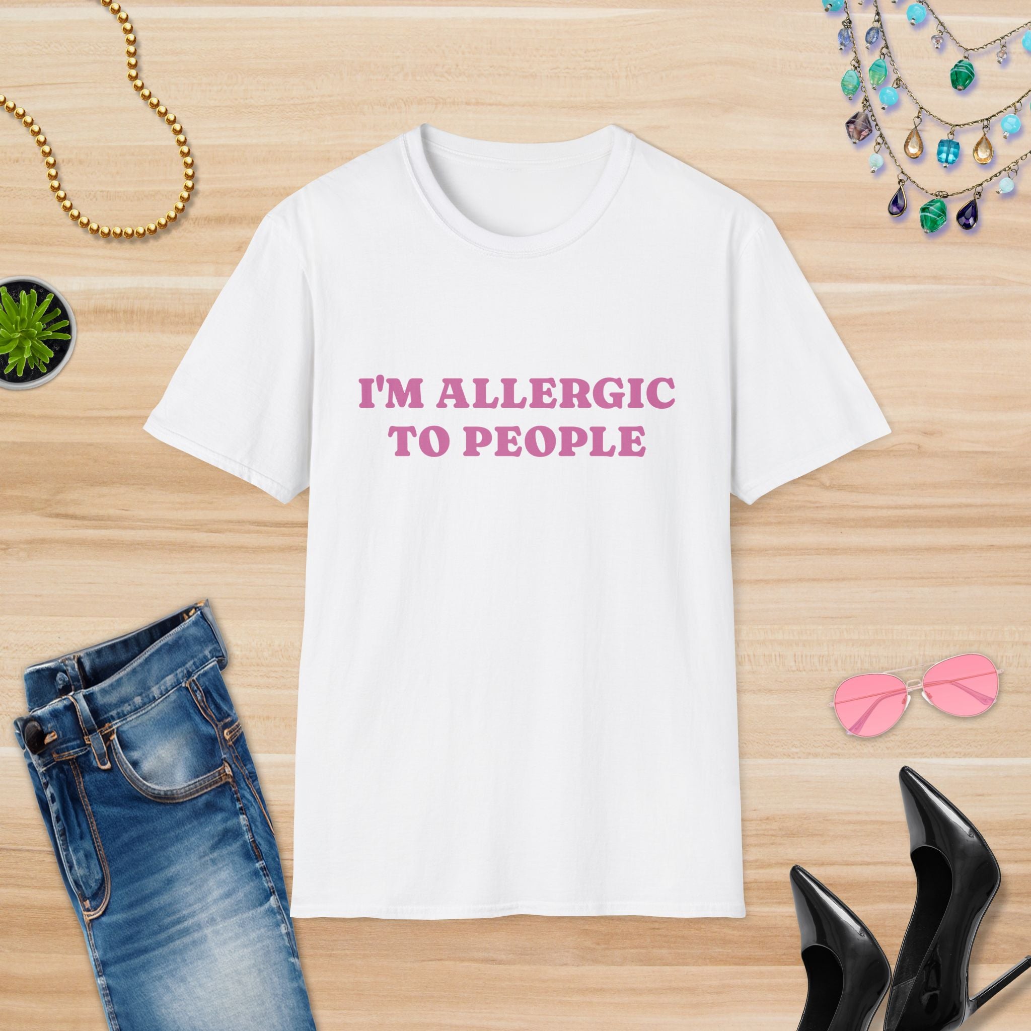 I'm Allergic to People T-Shirt - Unisex Softstyle Tee for Introverts